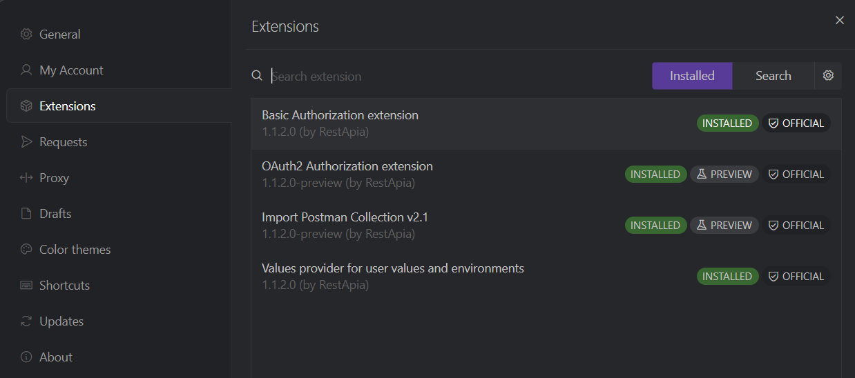 Extension-Settings